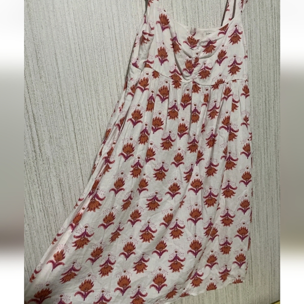 J. Crew Size 12 Linen Blend Floral Sundress Ruffle Accents Pockets - Picture 7 of 12